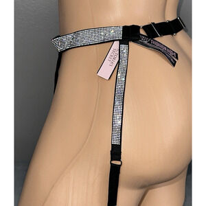 New Victoria's Secret Very Sexy Shine Strap Garter Belt Black Satin XS Small